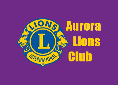 Screenshot of the logo for the Aurora Lions Club as seen on their website.